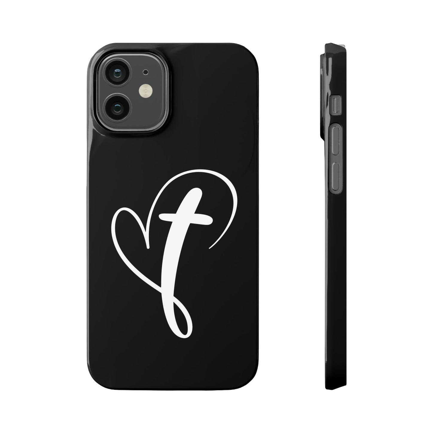 Minimalist Heart & Cross Phone Case - iPhone 11, 12, 13, 15, Samsung Galaxy