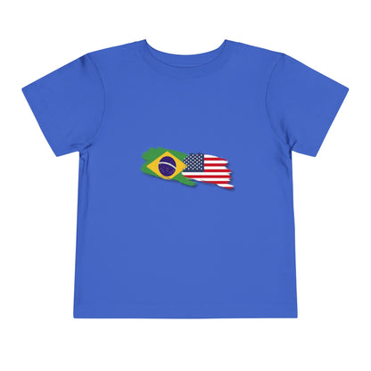 Toddler T-Shirt with Brazilian and American Flag Design - 2T to 5T - 2 a 5 anos