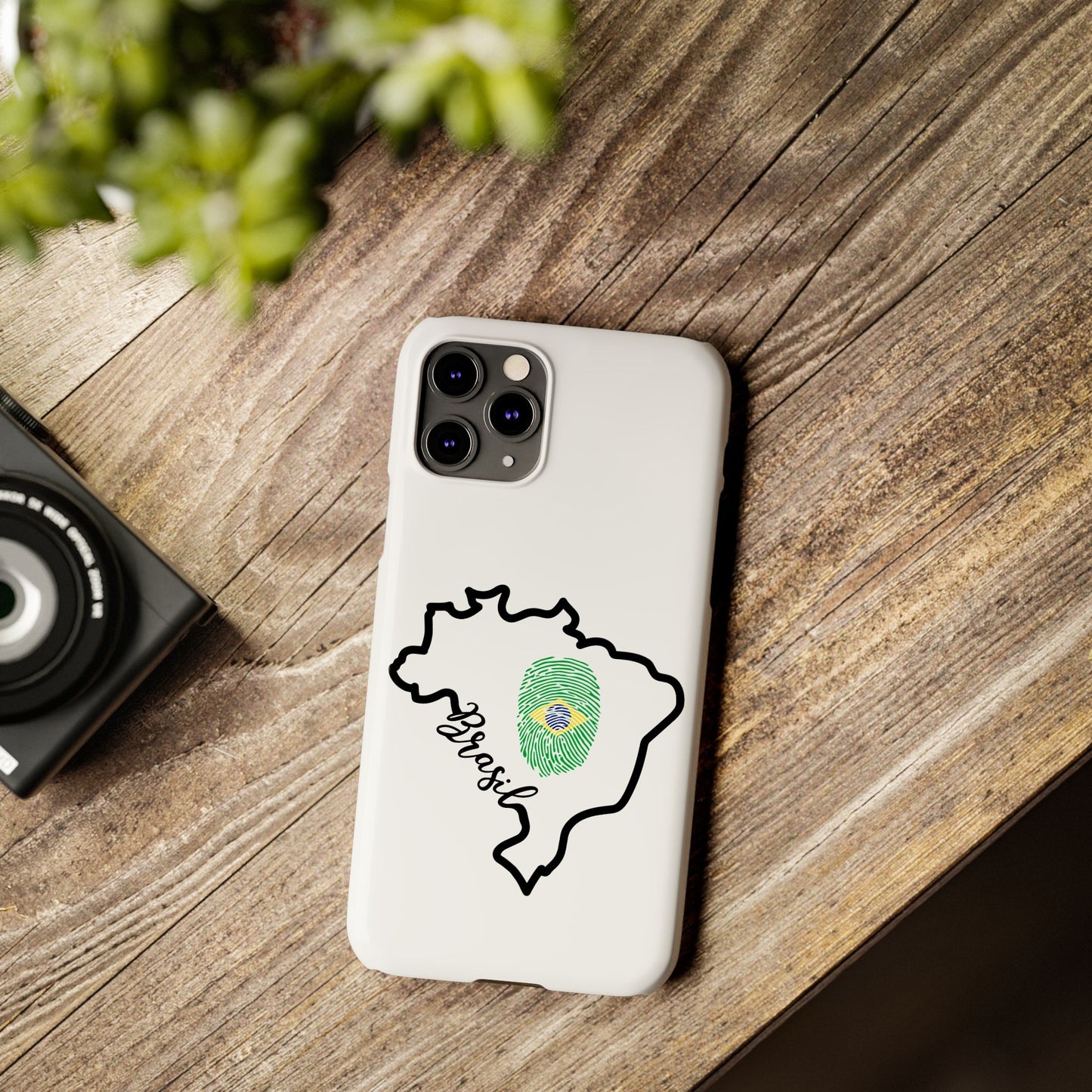 Capa de Celular iPhone X Slim, XR, XS, 7 a 15 - Branco - Bandeira Brasileira