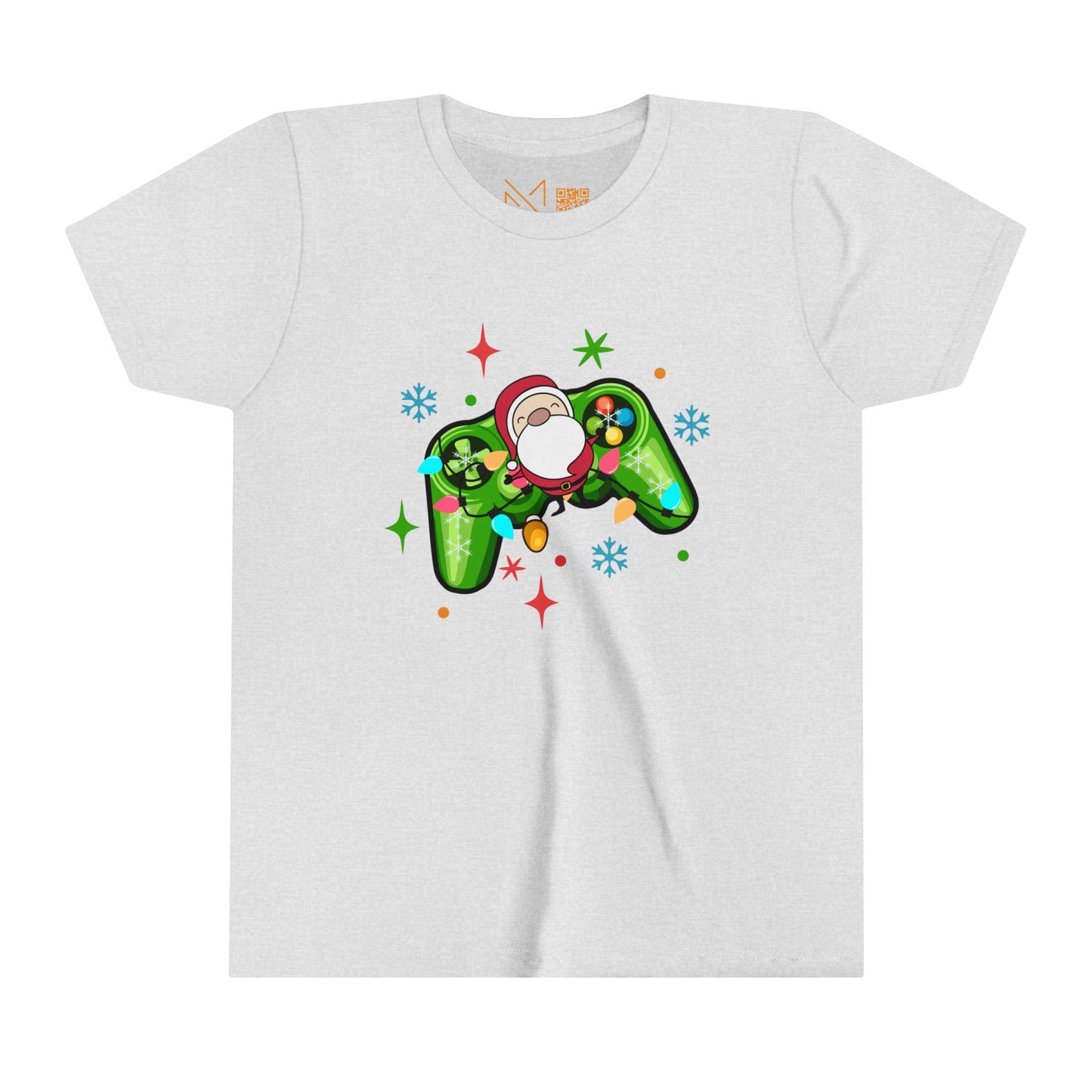 Christmas Gamer Youth Tee with Santa and Controller Design - 6 to 19 years old