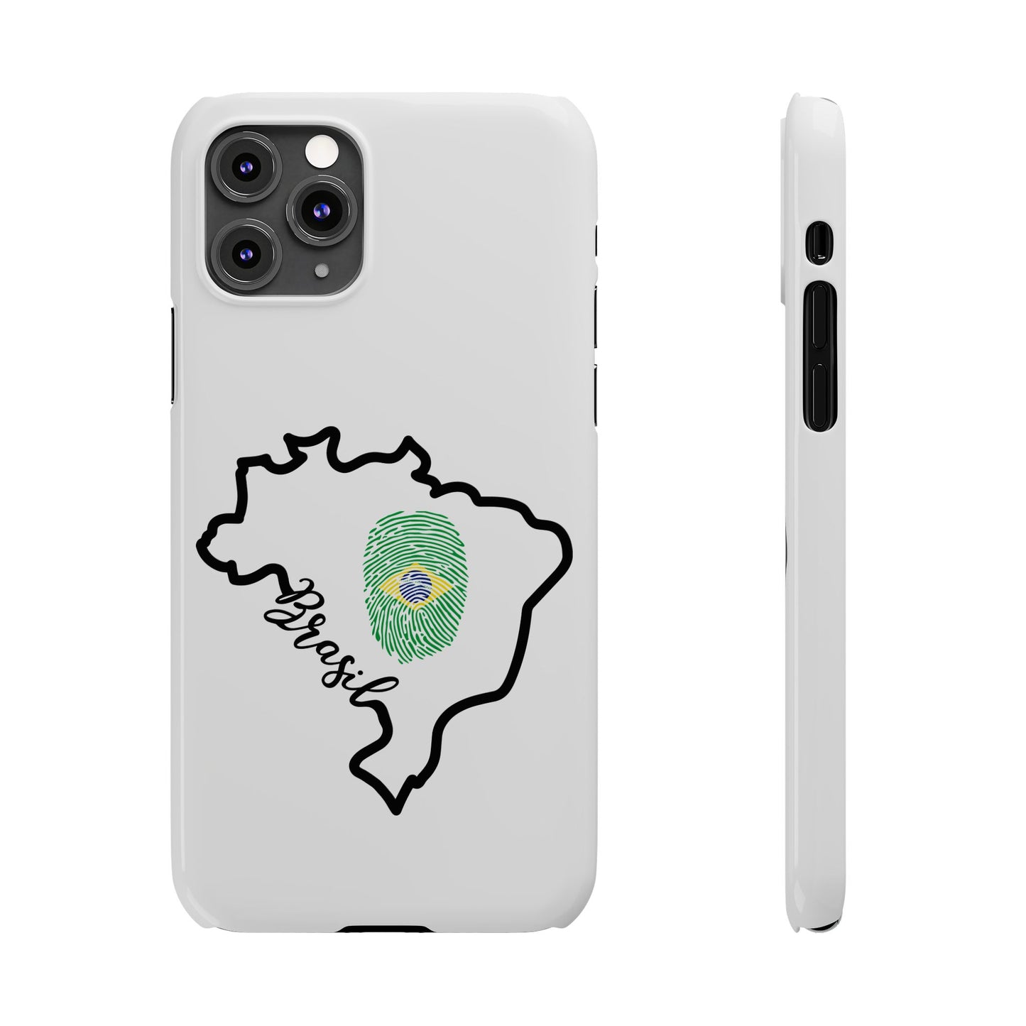 Capa de Celular iPhone X Slim, XR, XS, 7 a 15 - Branco - Bandeira Brasileira