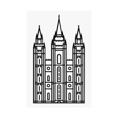 White and Black Salt Lake City Temple Art Print - Mormon Faith