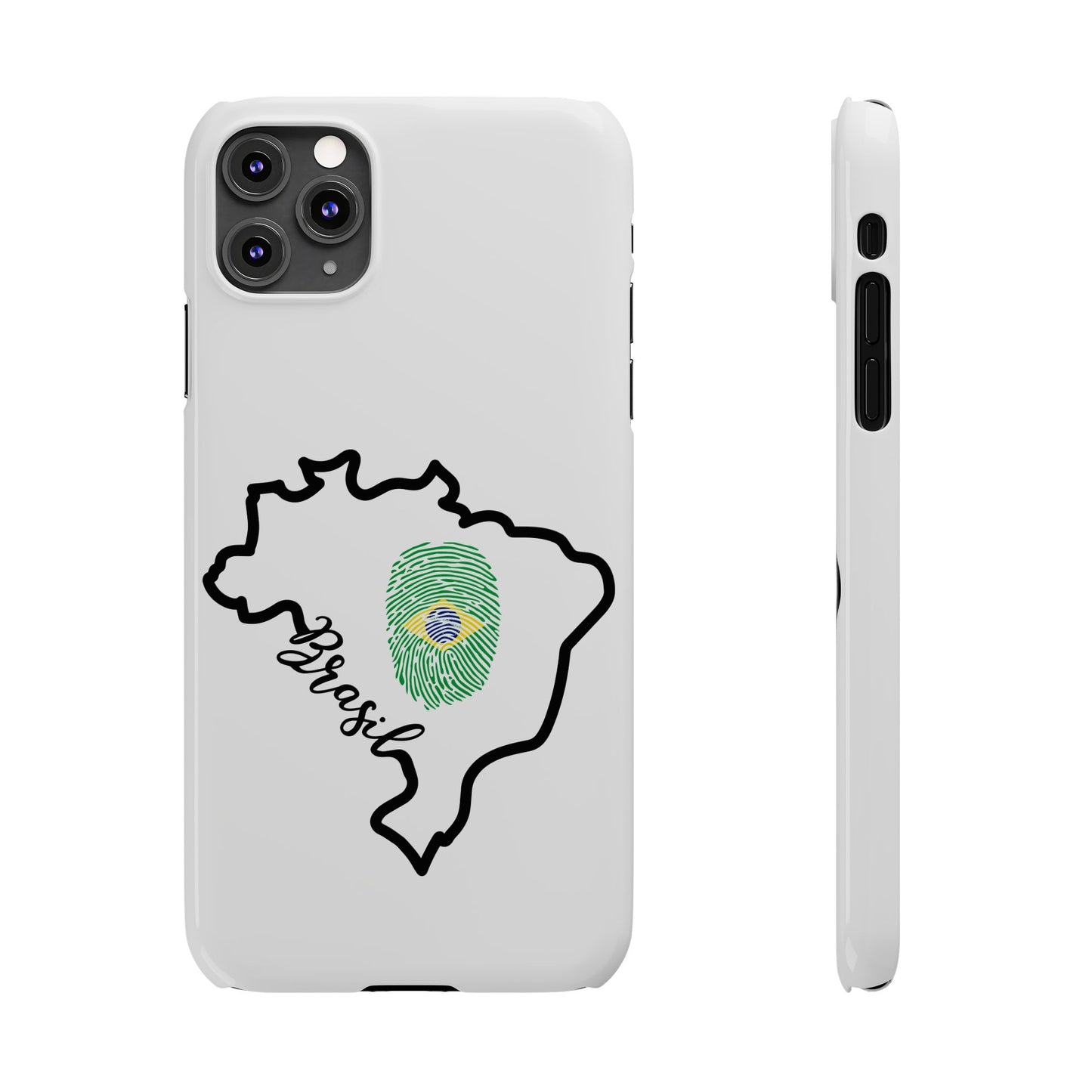 Capa de Celular iPhone X Slim, XR, XS, 7 a 15 - Branco - Bandeira Brasileira