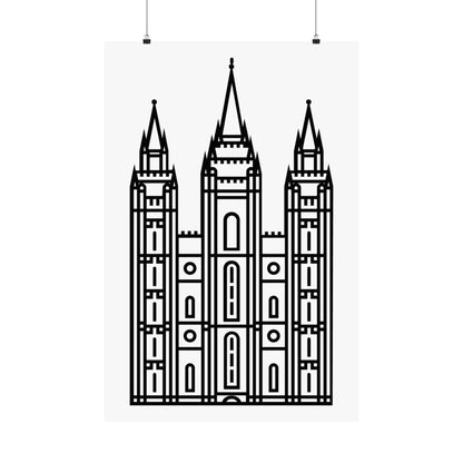 White and Black Salt Lake City Temple Art Print - Mormon Faith