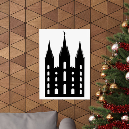 Black and White Salt Lake City Temple Art Print - Mormon Faith