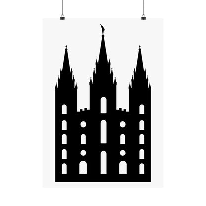 Black and White Salt Lake City Temple Art Print - Mormon Faith