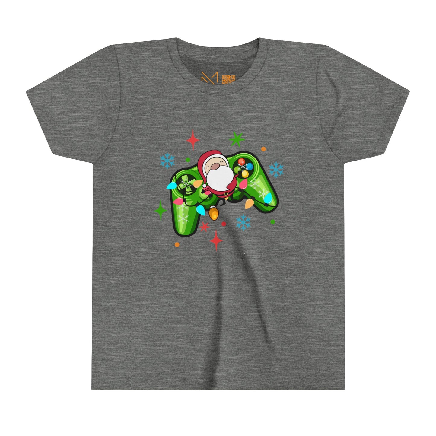 Christmas Gamer Youth Tee with Santa and Controller Design - 6 to 19 years old