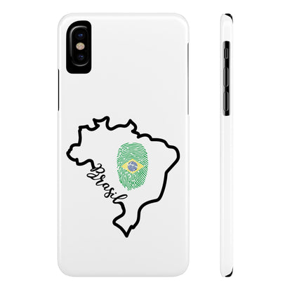 Capa de Celular iPhone X Slim, XR, XS, 7 a 15 - Branco - Bandeira Brasileira