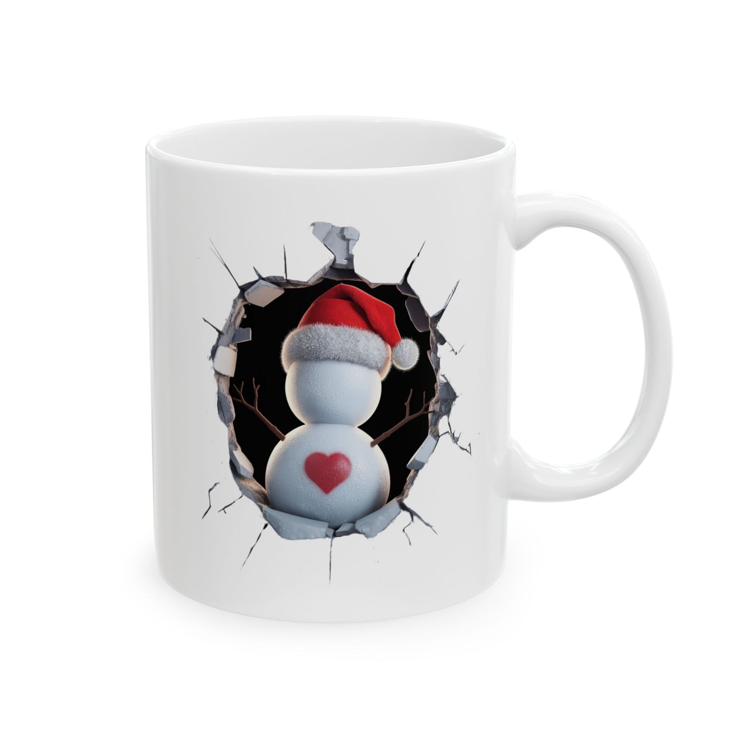 Funny 3D Hole Ceramic Mug - Snowman - Unique Gift for Coffee Lovers