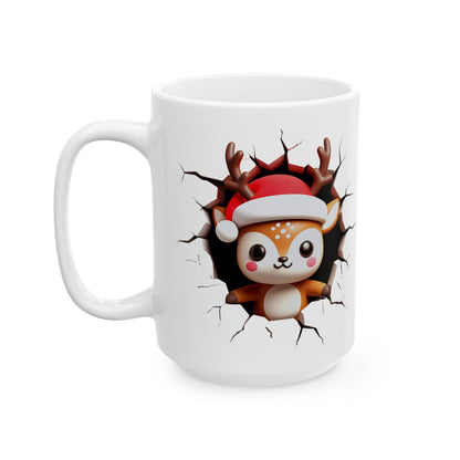 Reindeer Wall Break Ceramic Mug - Christmas