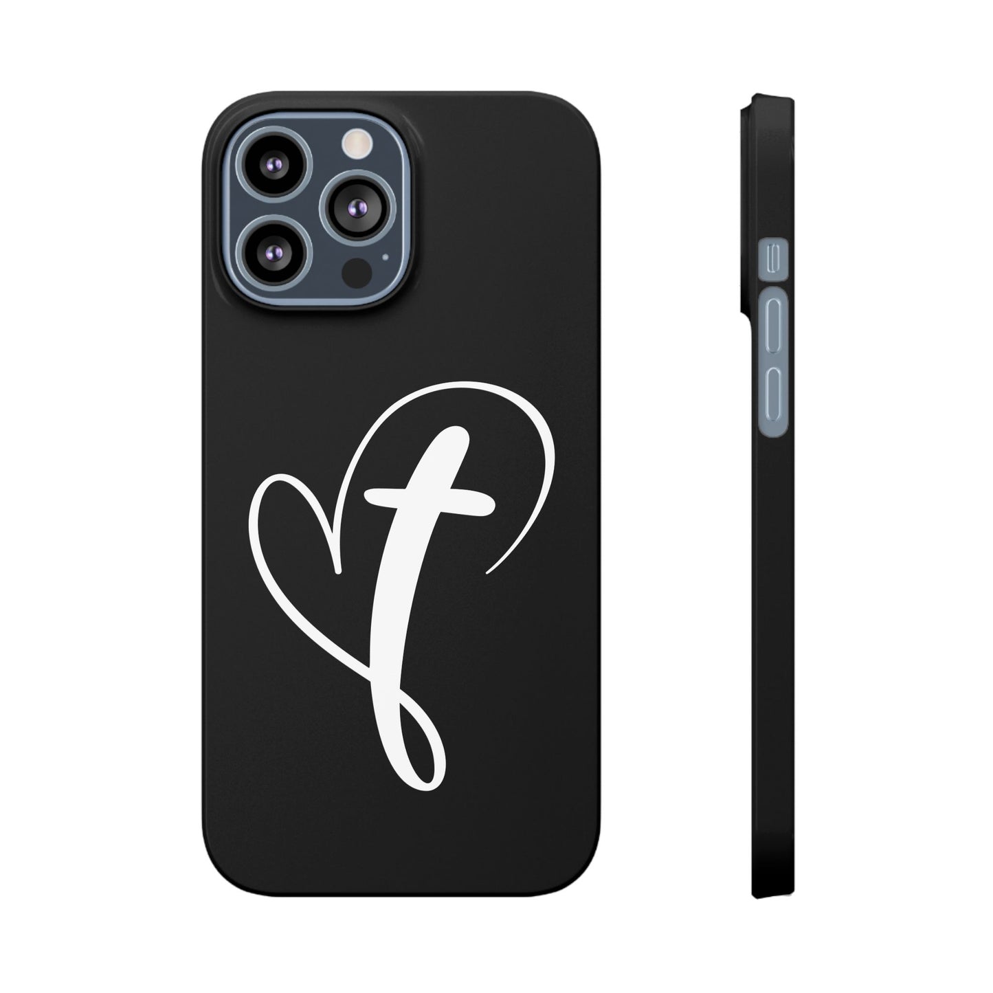 Minimalist Heart & Cross Phone Case - iPhone 11, 12, 13, 15, Samsung Galaxy