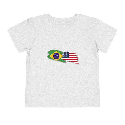 Toddler T-Shirt with Brazilian and American Flag Design - 2T to 5T - 2 a 5 anos