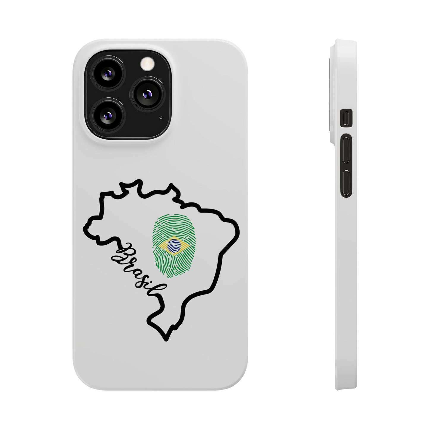 Capa de Celular iPhone X Slim, XR, XS, 7 a 15 - Branco - Bandeira Brasileira