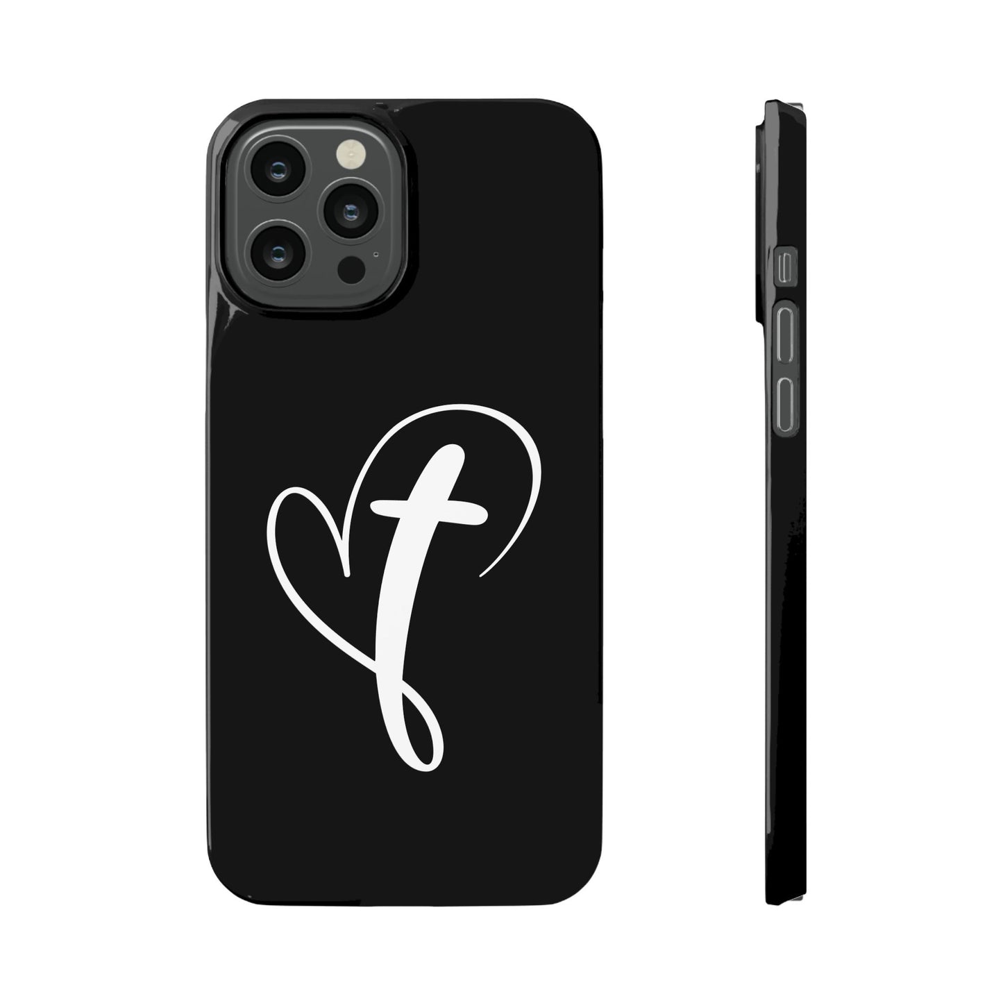 Minimalist Heart & Cross Phone Case - iPhone 11, 12, 13, 15, Samsung Galaxy