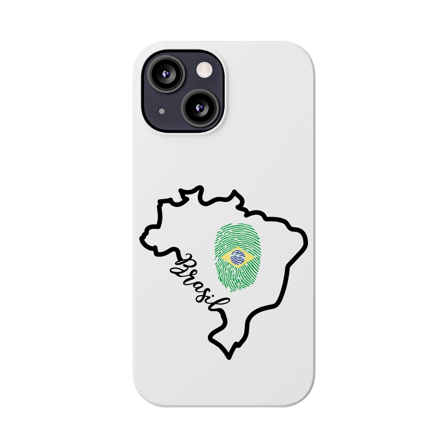 Capa de Celular iPhone X Slim, XR, XS, 7 a 15 - Branco - Bandeira Brasileira