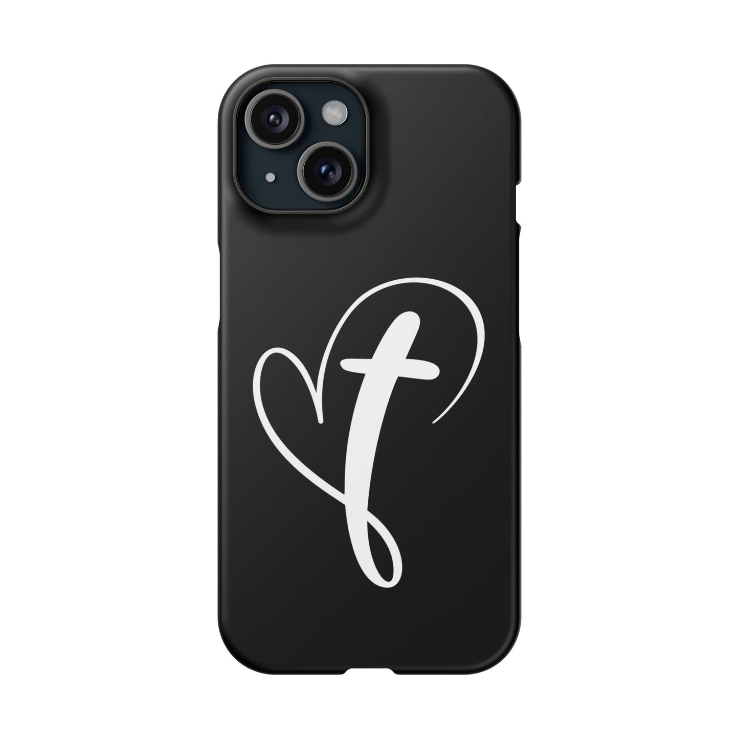 Minimalist Heart & Cross Phone Case - iPhone 11, 12, 13, 15, Samsung Galaxy