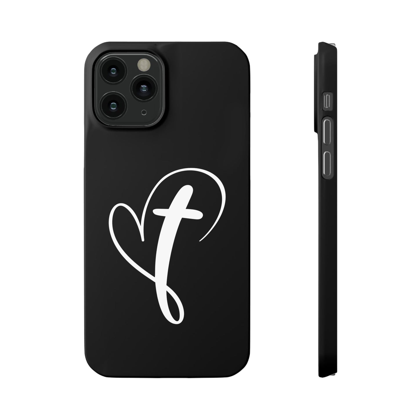 Minimalist Heart & Cross Phone Case - iPhone 11, 12, 13, 15, Samsung Galaxy