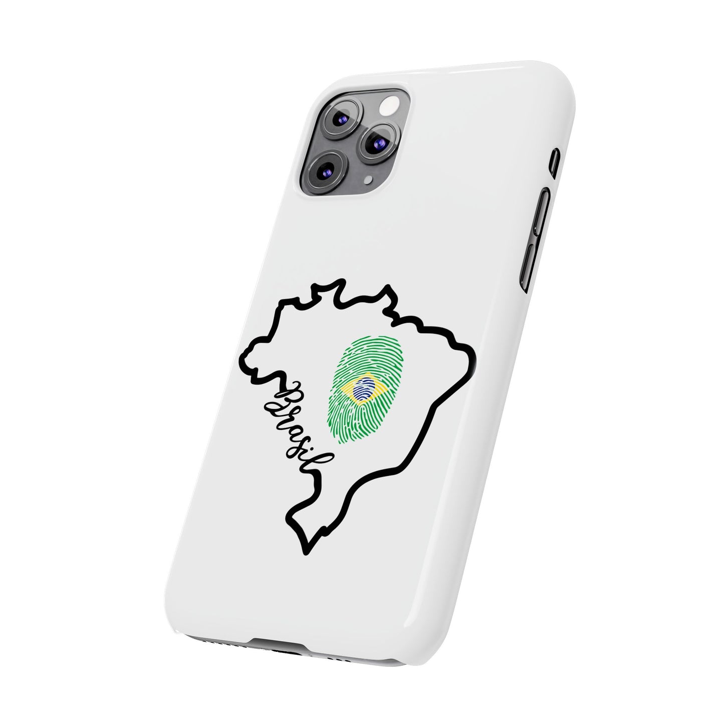 Capa de Celular iPhone X Slim, XR, XS, 7 a 15 - Branco - Bandeira Brasileira