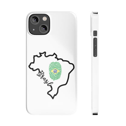 Capa de Celular iPhone X Slim, XR, XS, 7 a 15 - Branco - Bandeira Brasileira