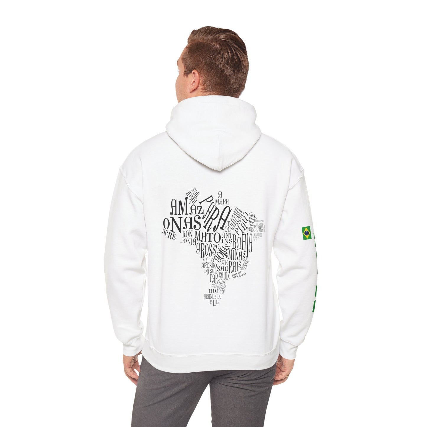 Unisex Heavy Blend™ Hooded Sweatshirt - Brazilian Flag & Map Design