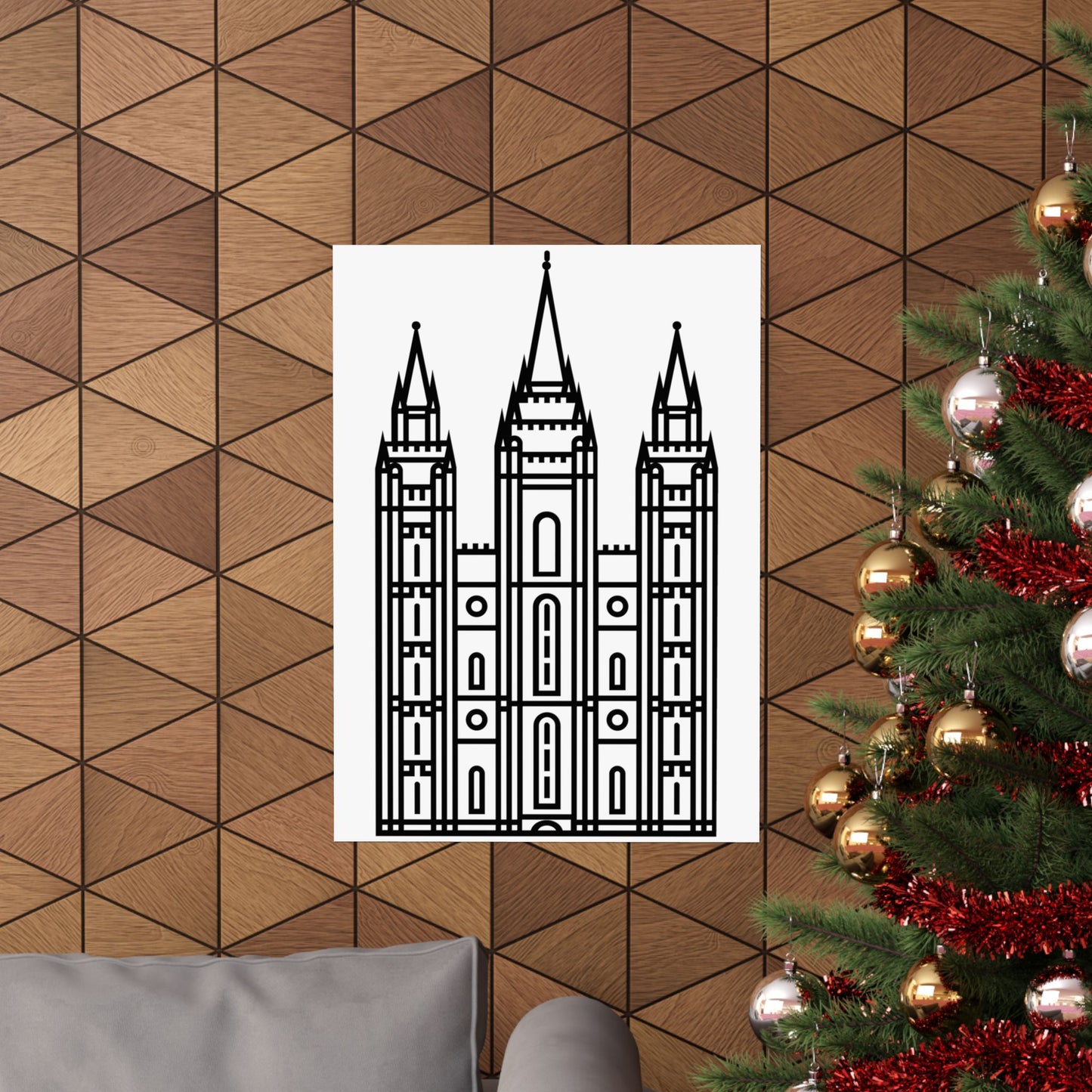 White and Black Salt Lake City Temple Art Print - Mormon Faith