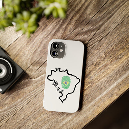 Capa de Celular iPhone X Slim, XR, XS, 7 a 15 - Branco - Bandeira Brasileira