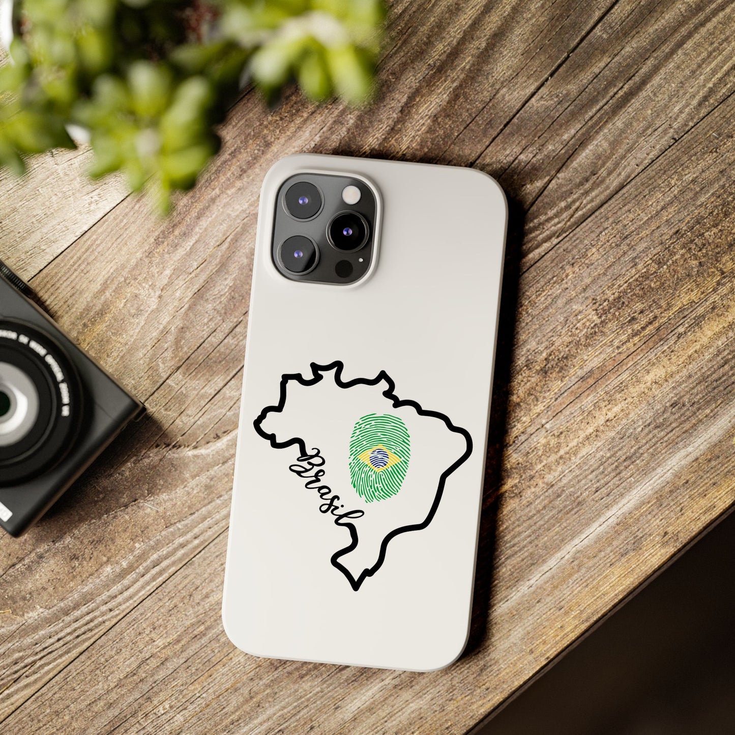 Capa de Celular iPhone X Slim, XR, XS, 7 a 15 - Branco - Bandeira Brasileira