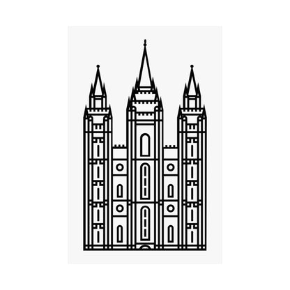 White and Black Salt Lake City Temple Art Print - Mormon Faith