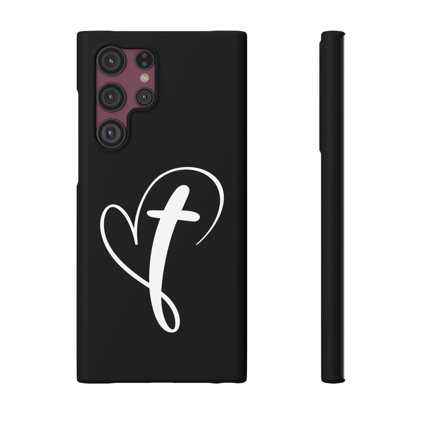 Minimalist Heart & Cross Phone Case - iPhone 11, 12, 13, 15, Samsung Galaxy