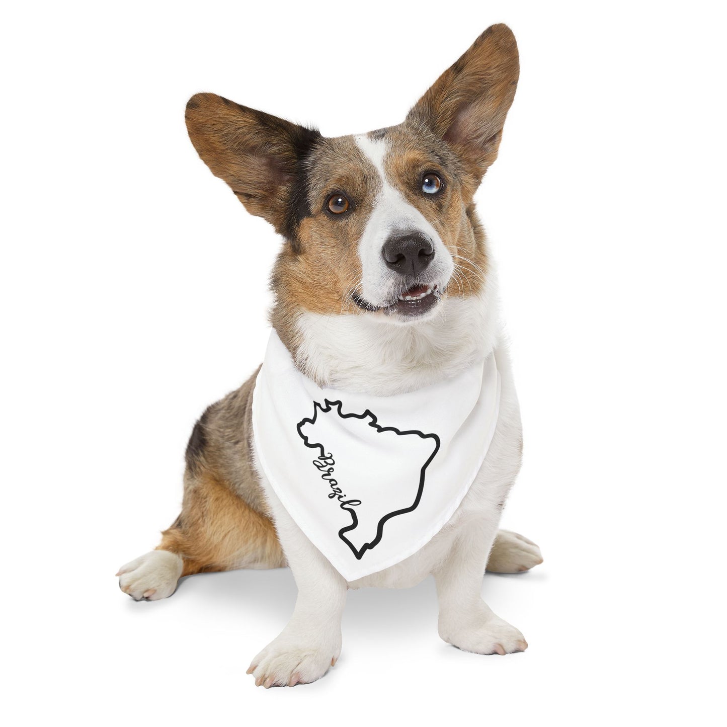 White Pet Bandana Collar - Silhueta Brasil