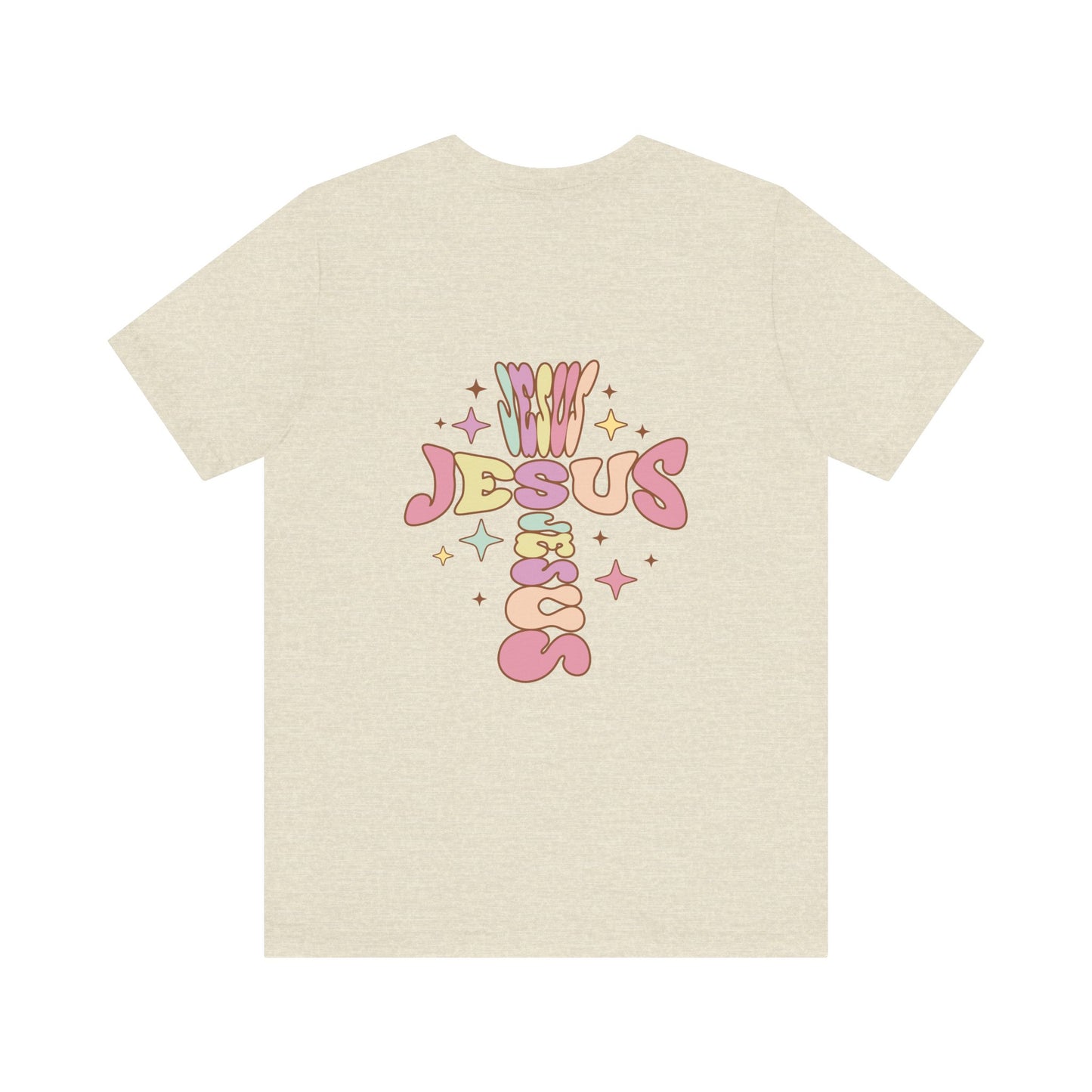 Her Adult Jersey Short Sleeve Tee - Pink "Jesus" Back Design