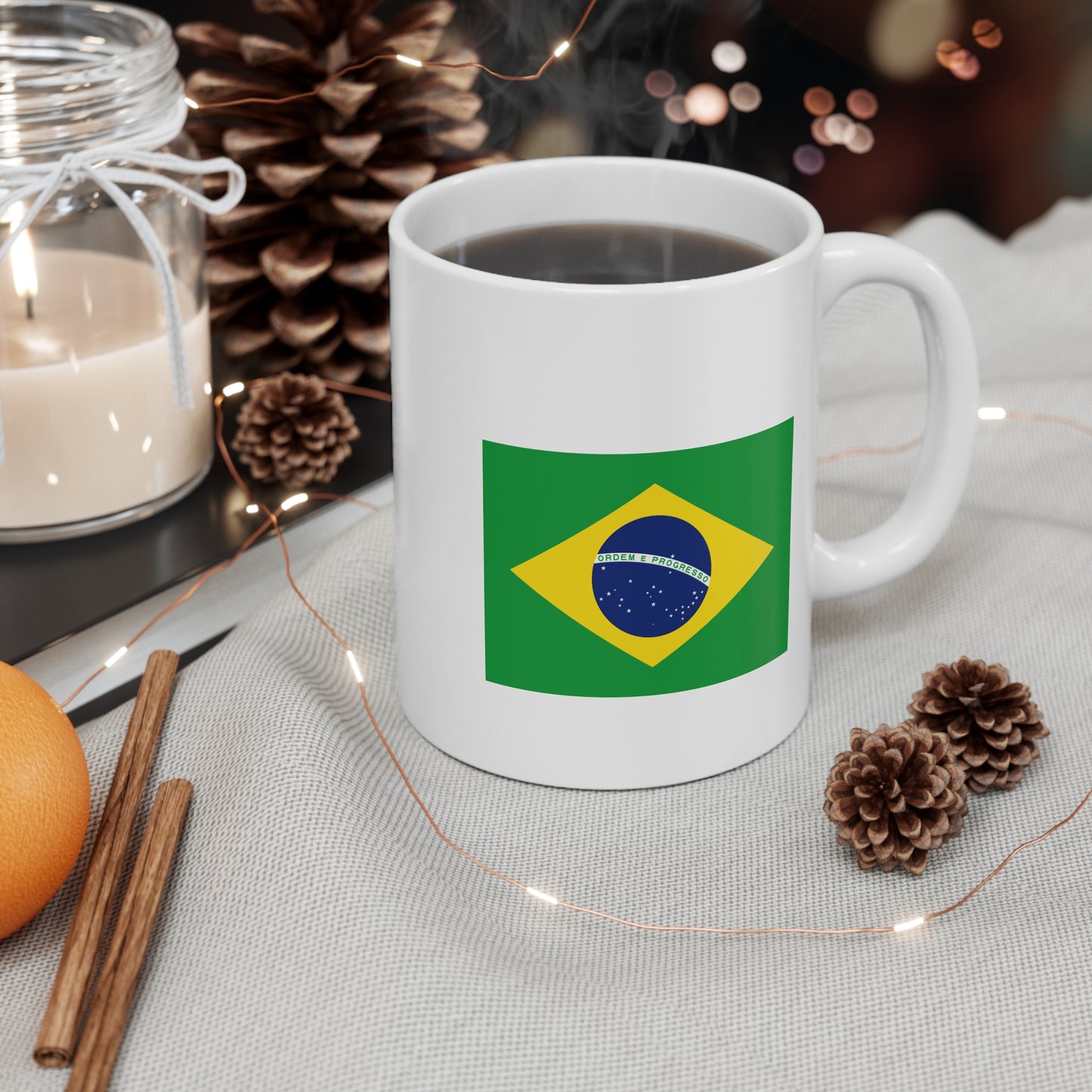 Caneca Cristo Redentor - Bandeira Brasileira - 11oz (0.33 l)