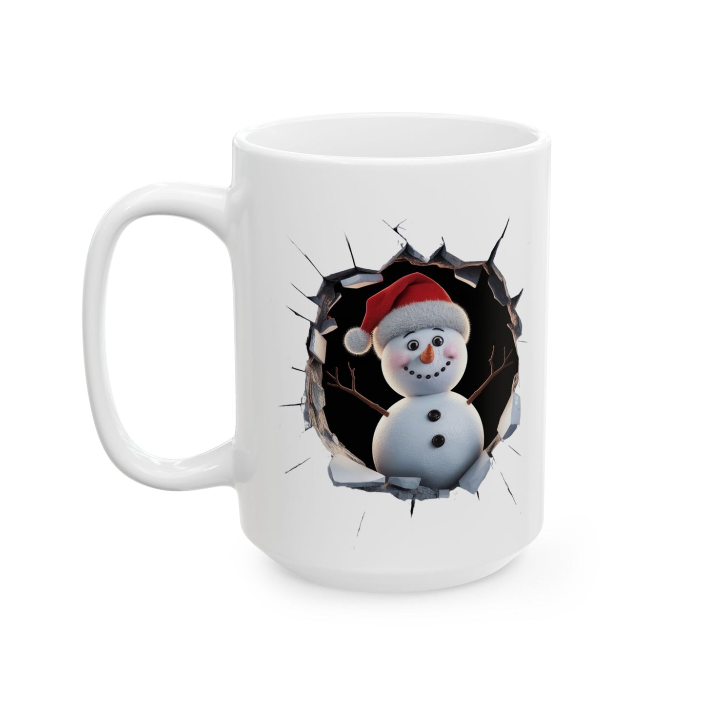 Funny 3D Hole Ceramic Mug - Snowman - Unique Gift for Coffee Lovers