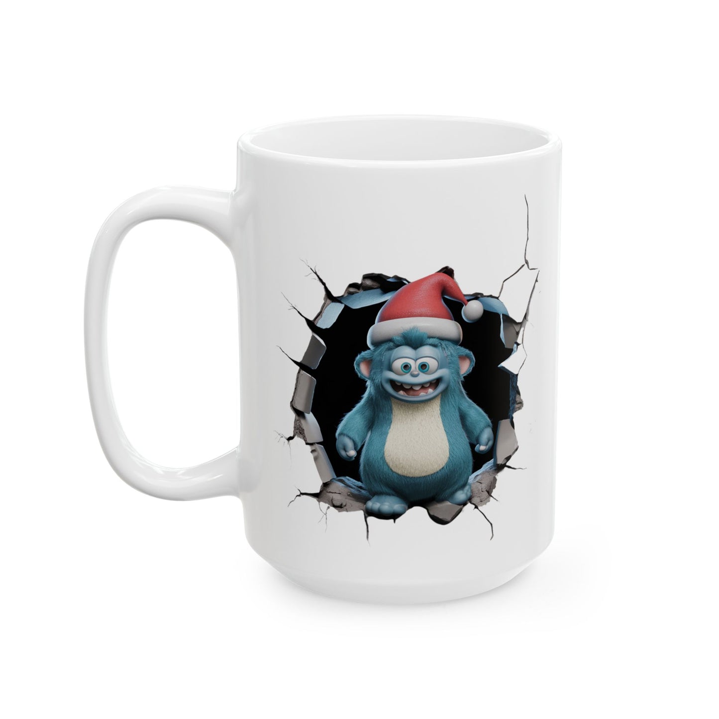 Blue Monster Wall Break Ceramic Mug - Unique Design for Coffee Lovers