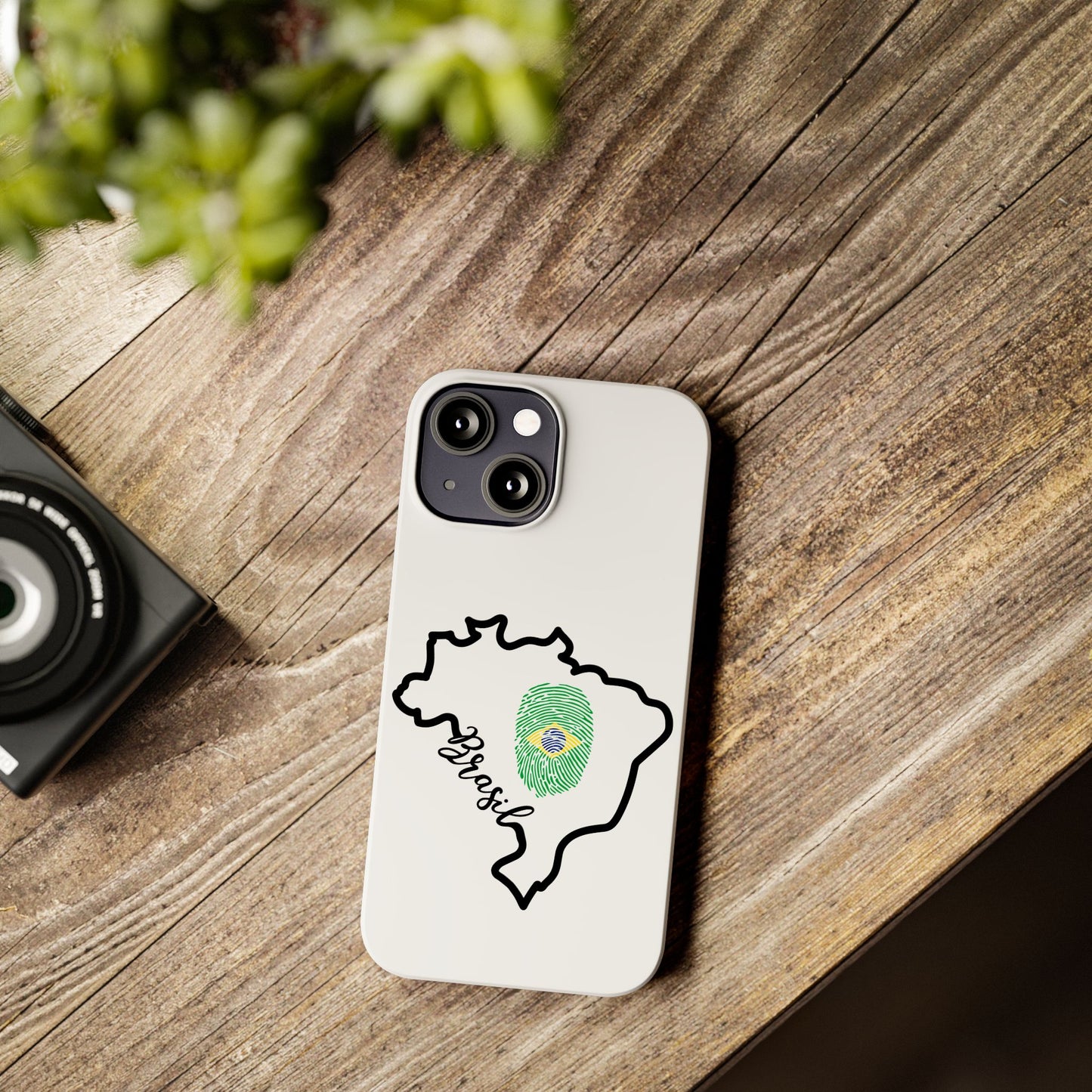 Capa de Celular iPhone X Slim, XR, XS, 7 a 15 - Branco - Bandeira Brasileira