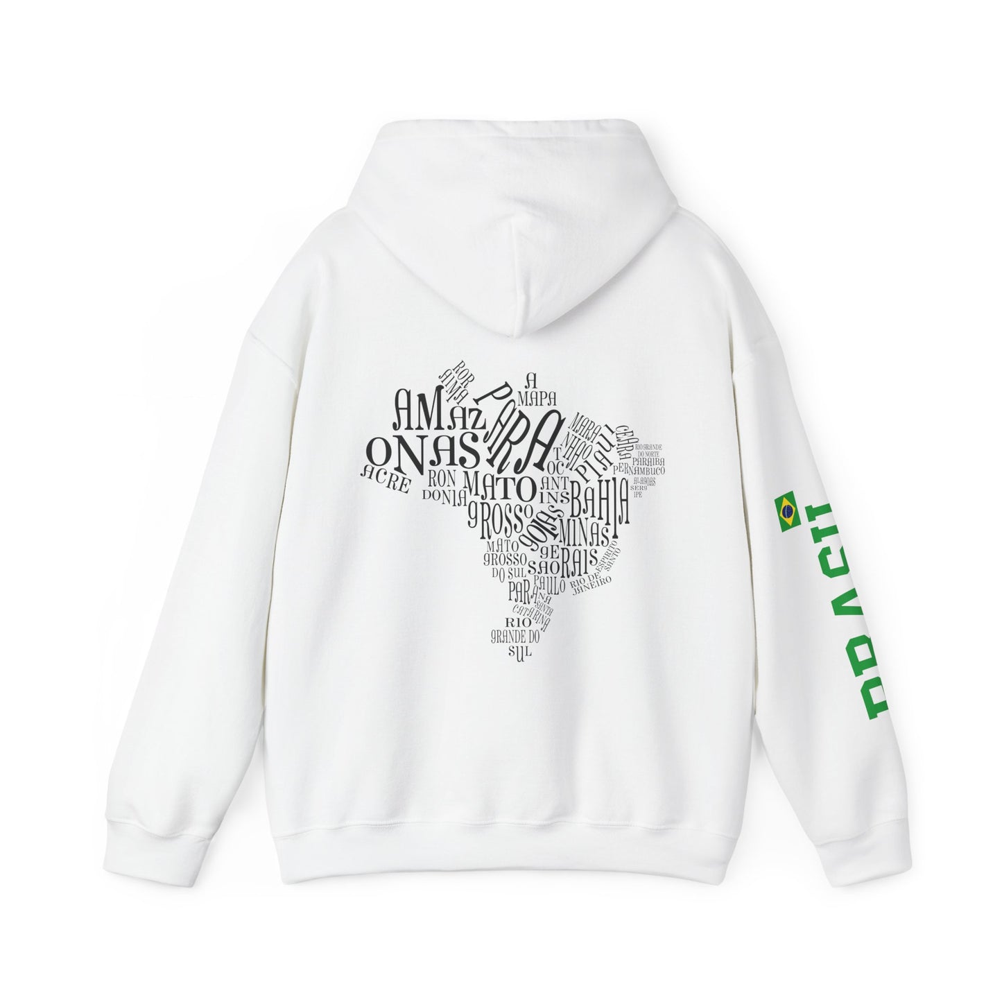 Unisex Heavy Blend™ Hooded Sweatshirt - Brazilian Flag & Map Design