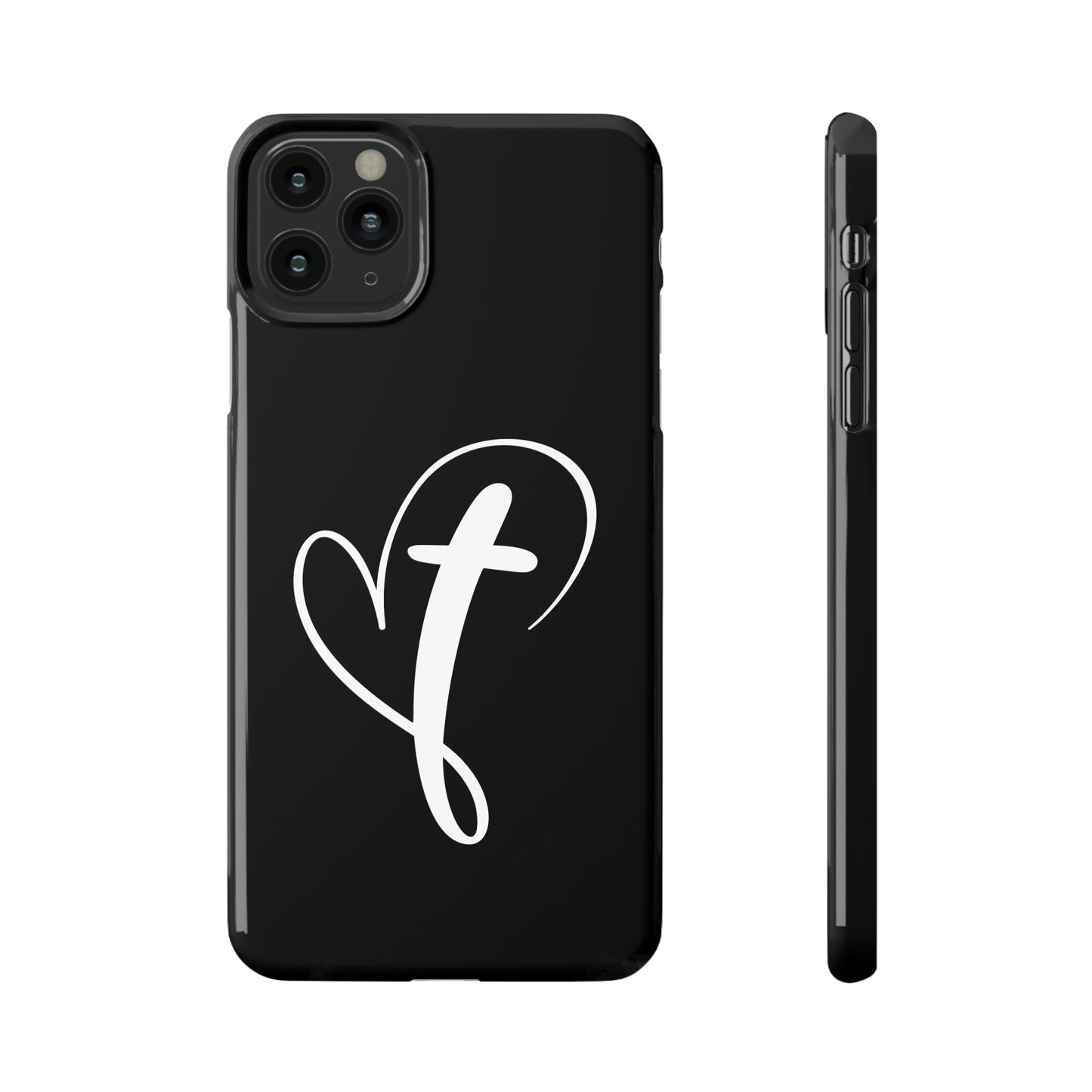 Minimalist Heart & Cross Phone Case - iPhone 11, 12, 13, 15, Samsung Galaxy