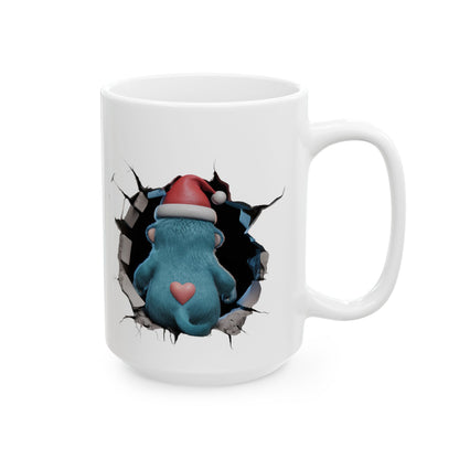 Blue Monster Wall Break Ceramic Mug - Unique Design for Coffee Lovers