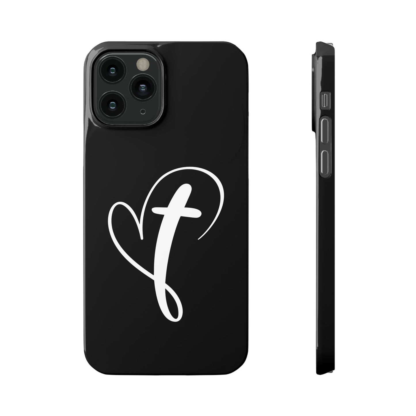 Minimalist Heart & Cross Phone Case - iPhone 11, 12, 13, 15, Samsung Galaxy