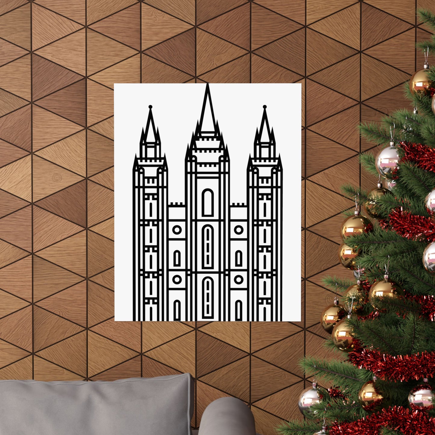 White and Black Salt Lake City Temple Art Print - Mormon Faith