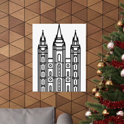 White and Black Salt Lake City Temple Art Print - Mormon Faith