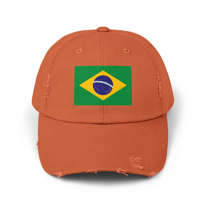 Brazil Flag Distressed Cap -  Brasil Unisex Casual Hat - South America