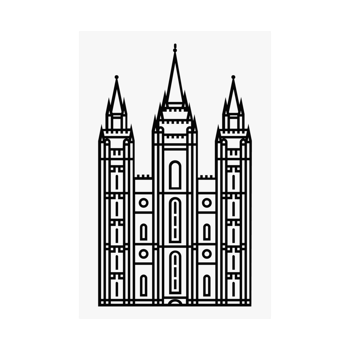 White and Black Salt Lake City Temple Art Print - Mormon Faith