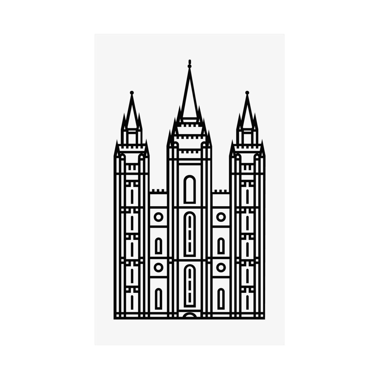 White and Black Salt Lake City Temple Art Print - Mormon Faith