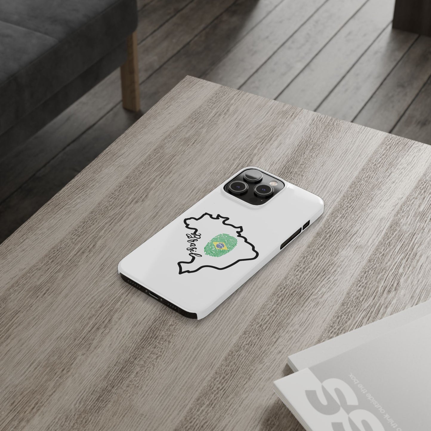 Capa de Celular iPhone X Slim, XR, XS, 7 a 15 - Branco - Bandeira Brasileira