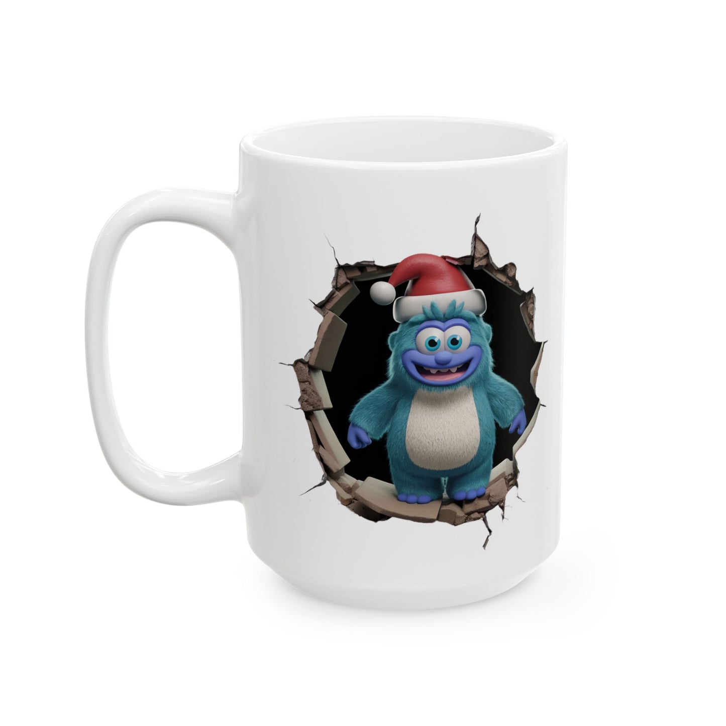 3D Hole Design Ceramic Mug - Perfect Gift for Coffee Lovers - Christmas Blue