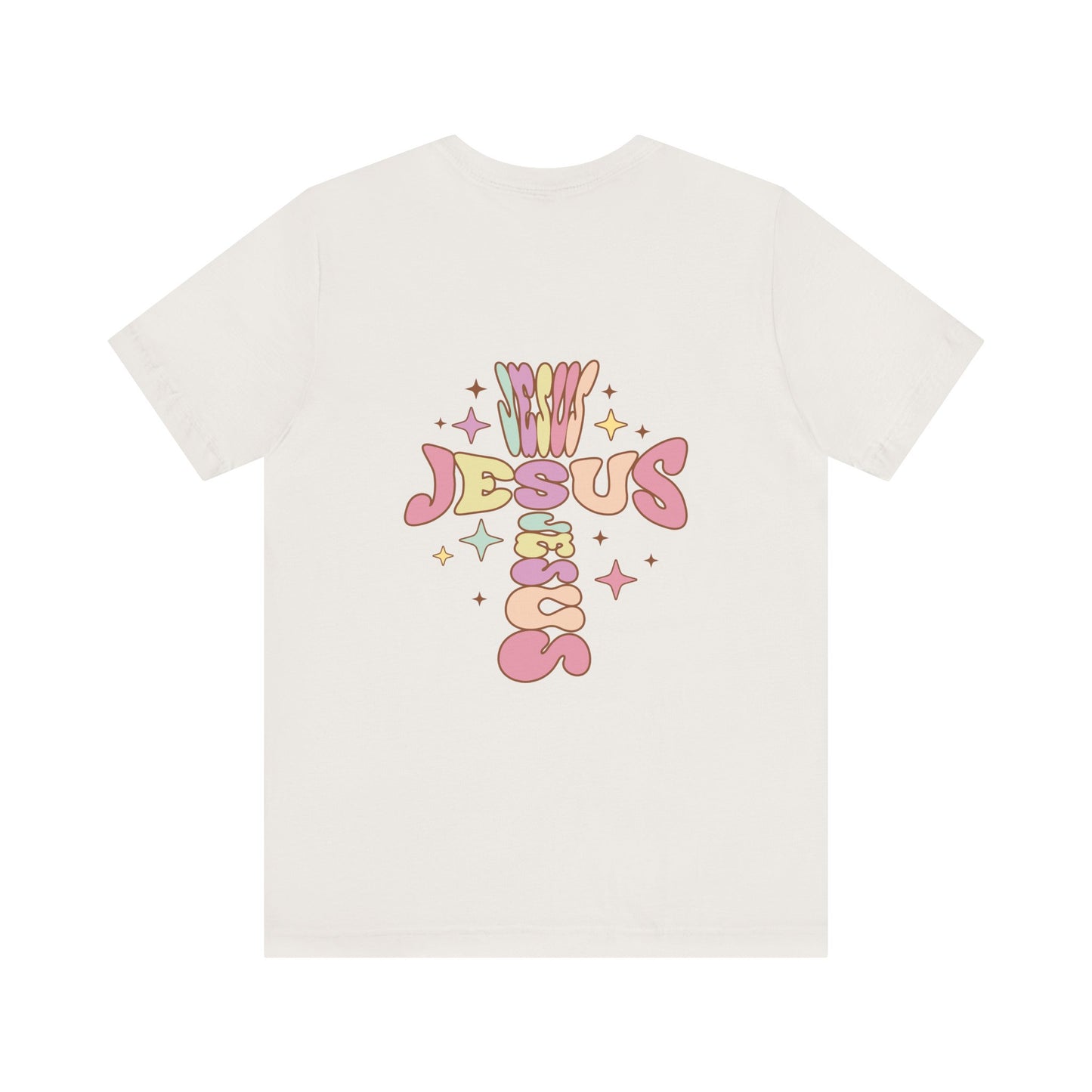 Her Adult Jersey Short Sleeve Tee - Pink "Jesus" Back Design