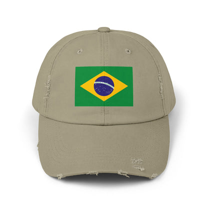 Brazil Flag Distressed Cap -  Brasil Unisex Casual Hat - South America