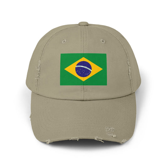 Brazil Flag Distressed Cap -  Brasil Unisex Casual Hat - South America