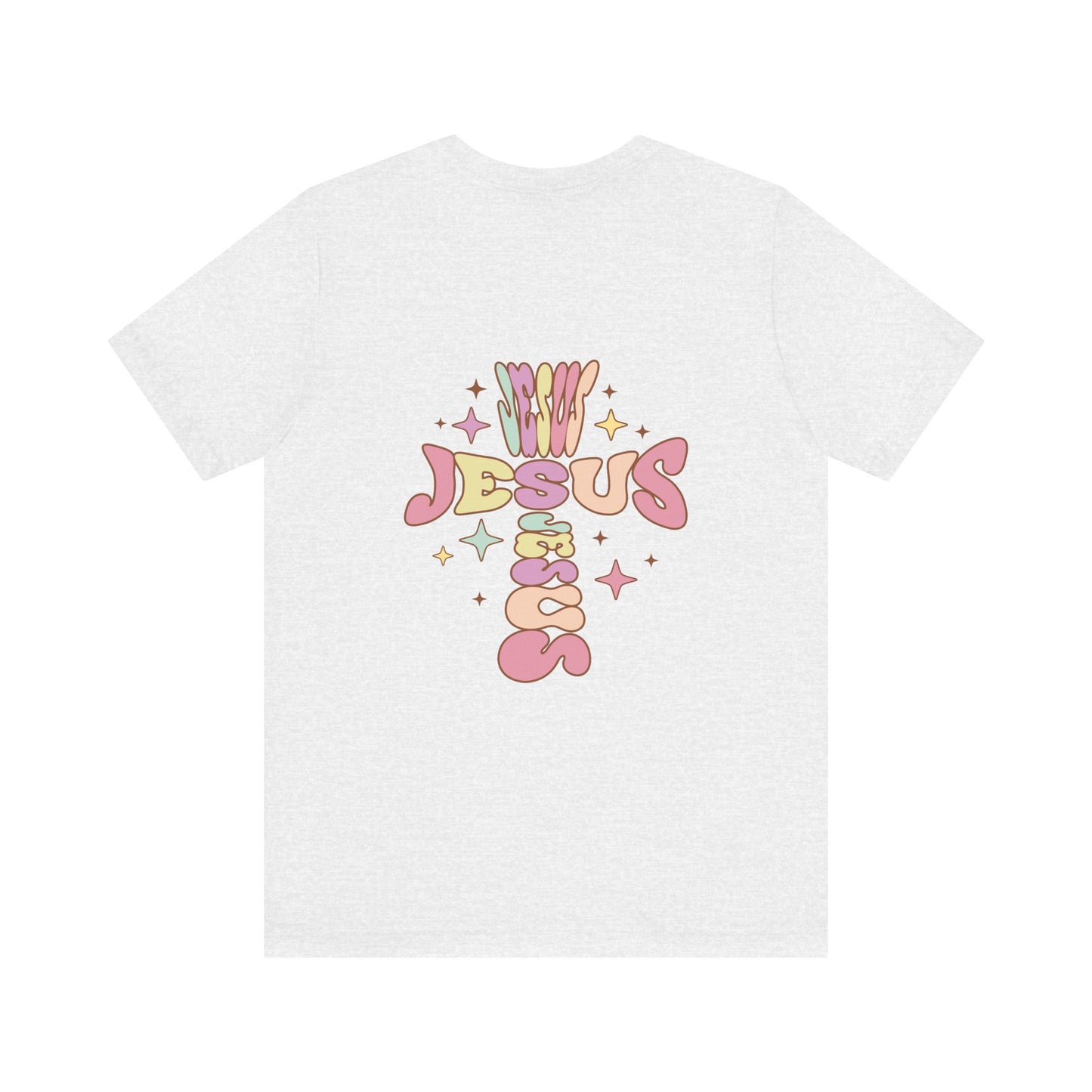 Her Adult Jersey Short Sleeve Tee - Pink "Jesus" Back Design